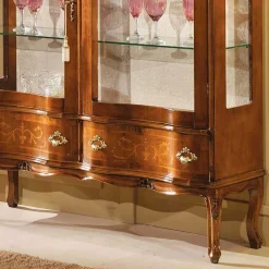 Hot Wohnen Barock Vitrine 2-türig Agosto mit Nussbaum Furnier