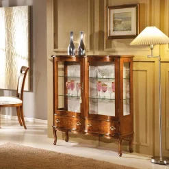 Hot Wohnen Barock Vitrine 2-türig Agosto mit Nussbaum Furnier