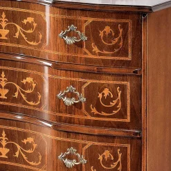Outlet Wohnen Barocke Kommode mit 3 Schubladen Agosto in Nussbaum