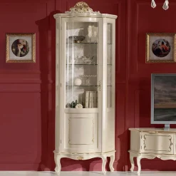 Discount Wohnen Barockstil Vitrine in Weiß & Gold - Datalera
