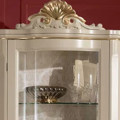 Discount Wohnen Barockstil Vitrine in Weiß & Gold - Datalera