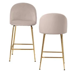 Wohnen Barstuhl in Beige und Gold - Furcios (2er Set)