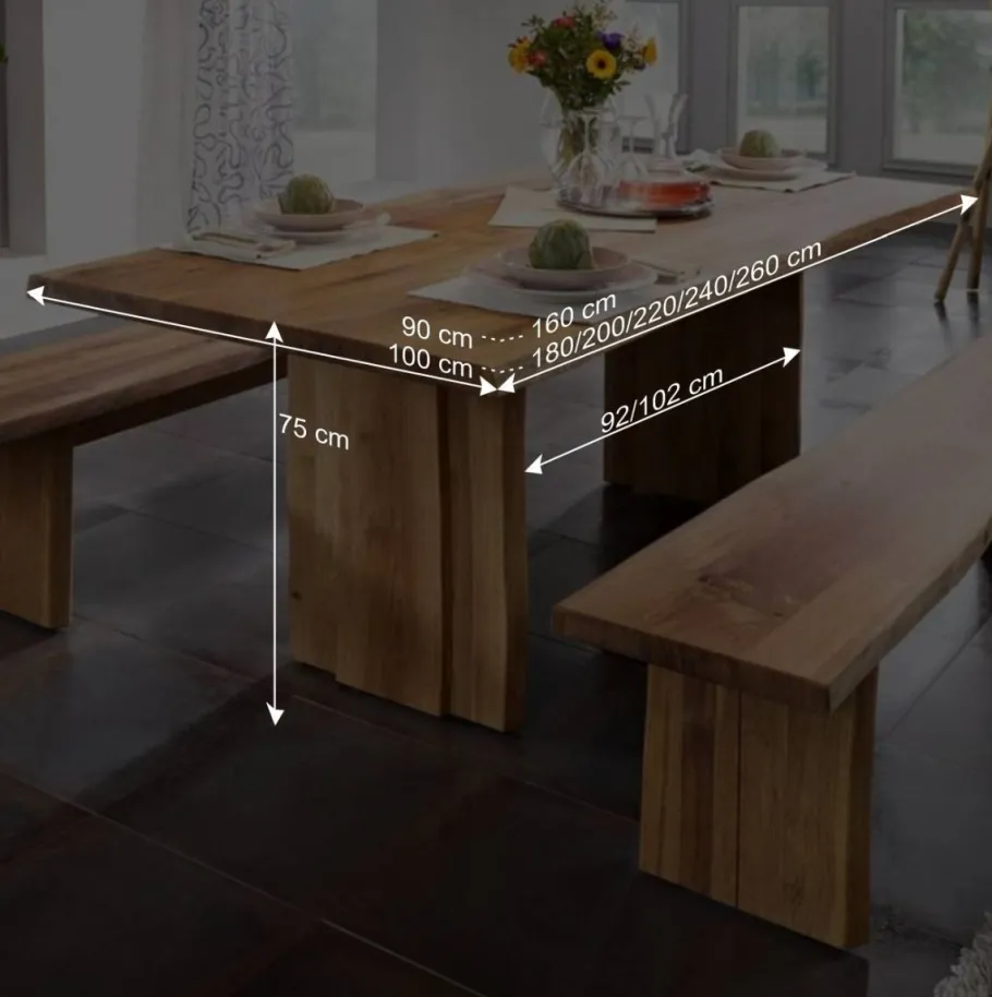 Best Wohnen Baumesstisch aus Wildeiche Massivholz - Cantinos