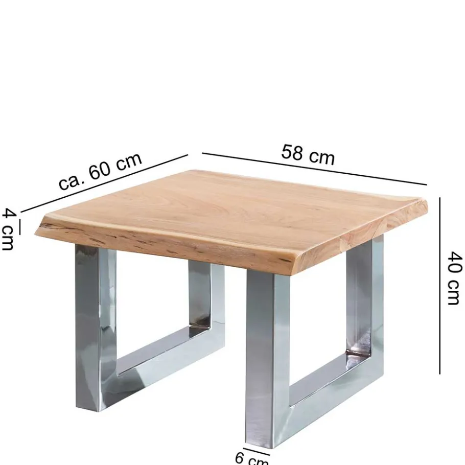 Outlet Wohnen Baumkante Couchtisch mit Chrom - Medesso