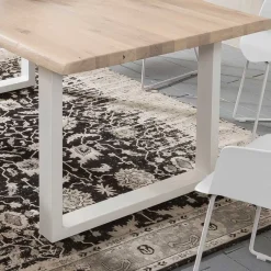 Outlet Wohnen Baumkante Esstisch & Bank in White Wash - Tilveta (zweiteilig)