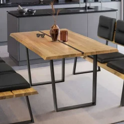 Best Wohnen Baumkante Esszimmertisch aus Wildeiche massiv - Jessmine
