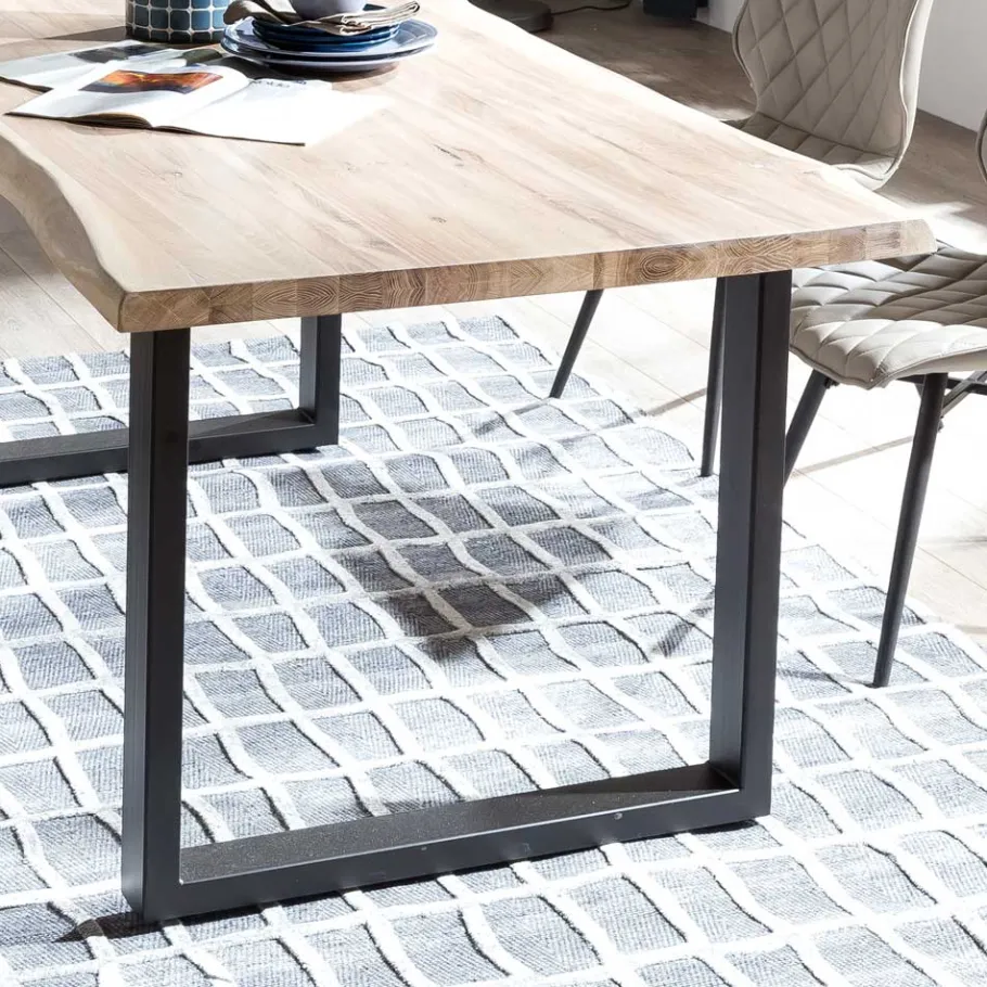Discount Wohnen Baumkante Industry Tisch aus Wildeiche White Wash - Lurianno