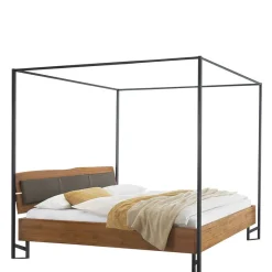 Hot Wohnen Baumkante Wildeiche Bett mit Metall Himmel Gestell - Agadi