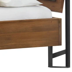 Hot Wohnen Baumkante Wildeiche Bett mit Metall Himmel Gestell - Agadi