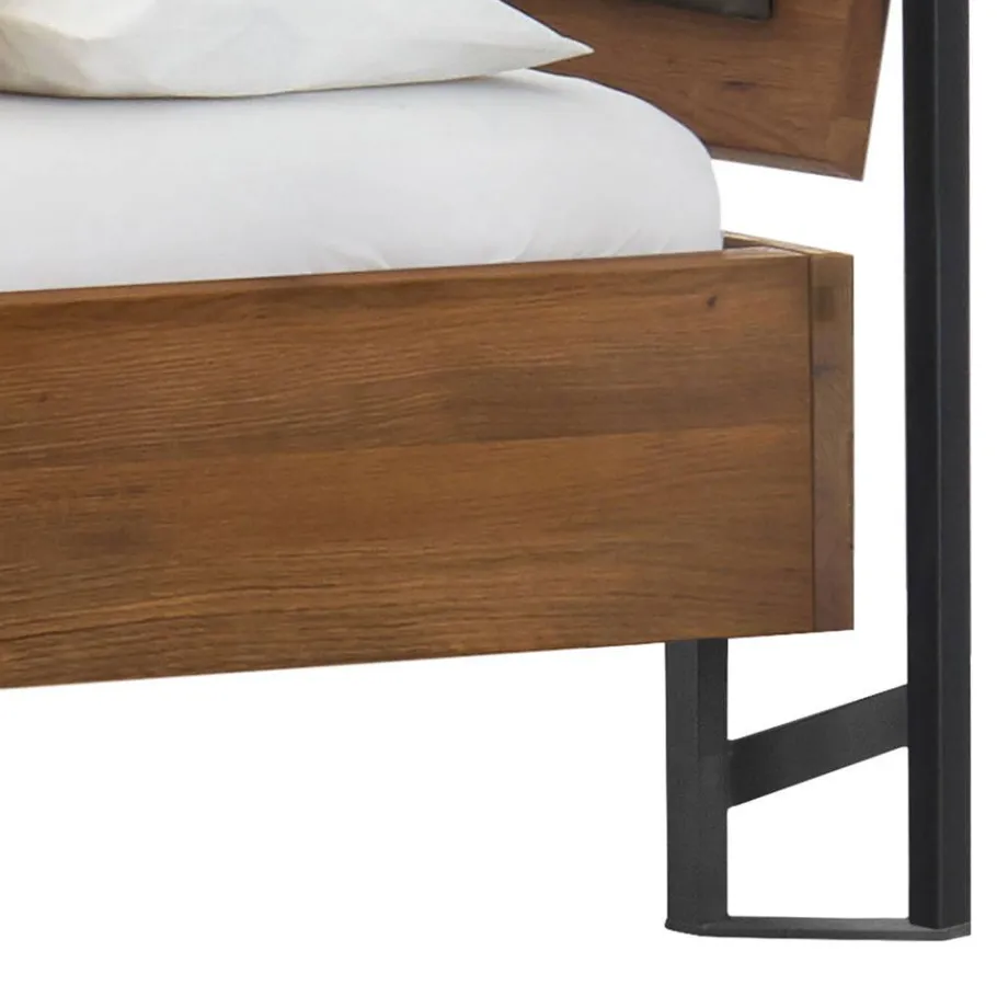 Hot Wohnen Baumkante Wildeiche Bett mit Metall Himmel Gestell - Agadi