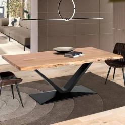 Sale Wohnen Baumkanten Esstisch mit V-Design Säulengestell - Landons