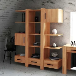 Discount Wohnen Bücherregal Mosniak mit Schubladen und Türen