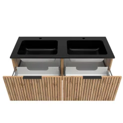 Wohnen 2-Becken Waschtisch im Set modern - Crystoga (vierteilig)