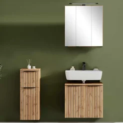 Discount Wohnen Beckenschrank & Spiegelschrank & Unterschrank - Crystoga (dreiteilig)