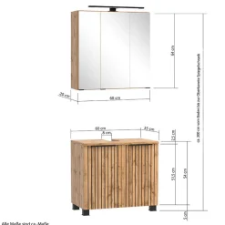 Discount Wohnen Beckenschrank & Spiegelschrank & Unterschrank - Crystoga (dreiteilig)