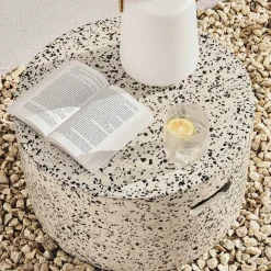 Online Wohnen Beistelltisch aus Faserzement Terrazzo Weiß - Vin