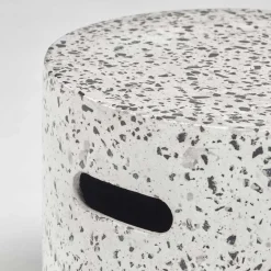 Online Wohnen Beistelltisch aus Faserzement Terrazzo Weiß - Vin