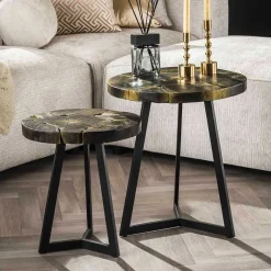 Sale Wohnen Beistelltisch Duo in Schwarz Gold - Adrion (zweiteilig)