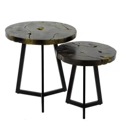 Sale Wohnen Beistelltisch Duo in Schwarz Gold - Adrion (zweiteilig)