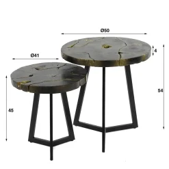 Sale Wohnen Beistelltisch Duo in Schwarz Gold - Adrion (zweiteilig)