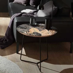 Hot Wohnen Beistelltisch mit Blatt Motiv Druck - Palermo