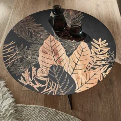Hot Wohnen Beistelltisch mit Blatt Motiv Druck - Palermo
