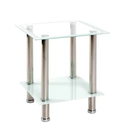 Discount Wohnen Beistelltisch mit zwei Glasplatten 40x46x40 cm - Ubinus