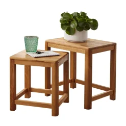 Outlet Wohnen Beistelltisch Set aus Wildeiche Massivholz - Uvinessa (zweiteilig)