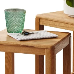 Outlet Wohnen Beistelltisch Set aus Wildeiche Massivholz - Uvinessa (zweiteilig)