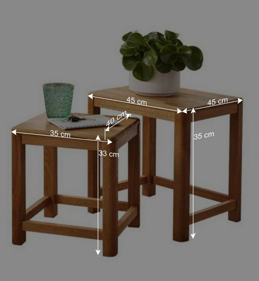 Outlet Wohnen Beistelltisch Set aus Wildeiche Massivholz - Uvinessa (zweiteilig)