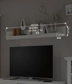 Best Wohnen Beleuchtete Wohnwand Chelles im weißem Landhausstil (vierteilig)
