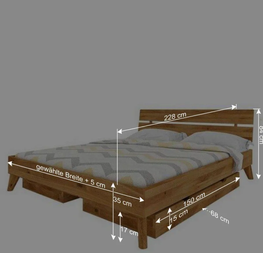 Hot Wohnen Übergroßes Holzbett mit Bettkästen - Eavy II