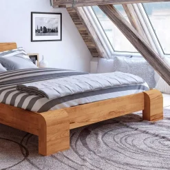 Discount Wohnen Bett Alcarizora aus Kernbuche Massivholz