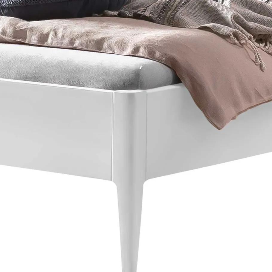 Outlet Wohnen Bett aus Buchenholz in Weiß - Lyatea