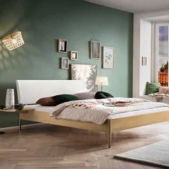 Outlet Wohnen Bett aus Eiche Massivholz Hell - Croatia