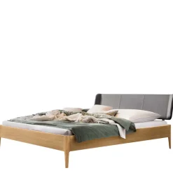 Outlet Wohnen Bett aus Massivholz Eiche Hell - Borna