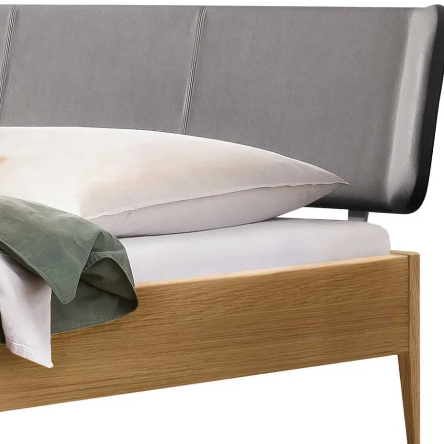 Outlet Wohnen Bett aus Massivholz Eiche Hell - Borna