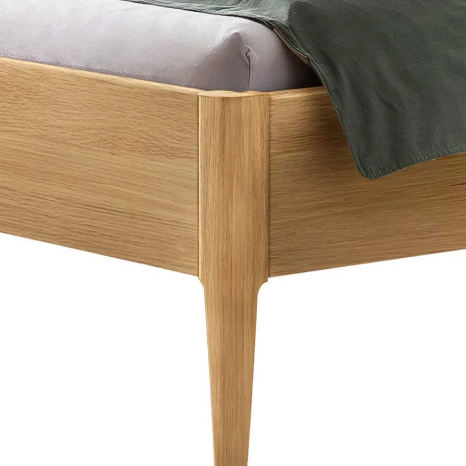 Outlet Wohnen Bett aus Massivholz Eiche Hell - Borna