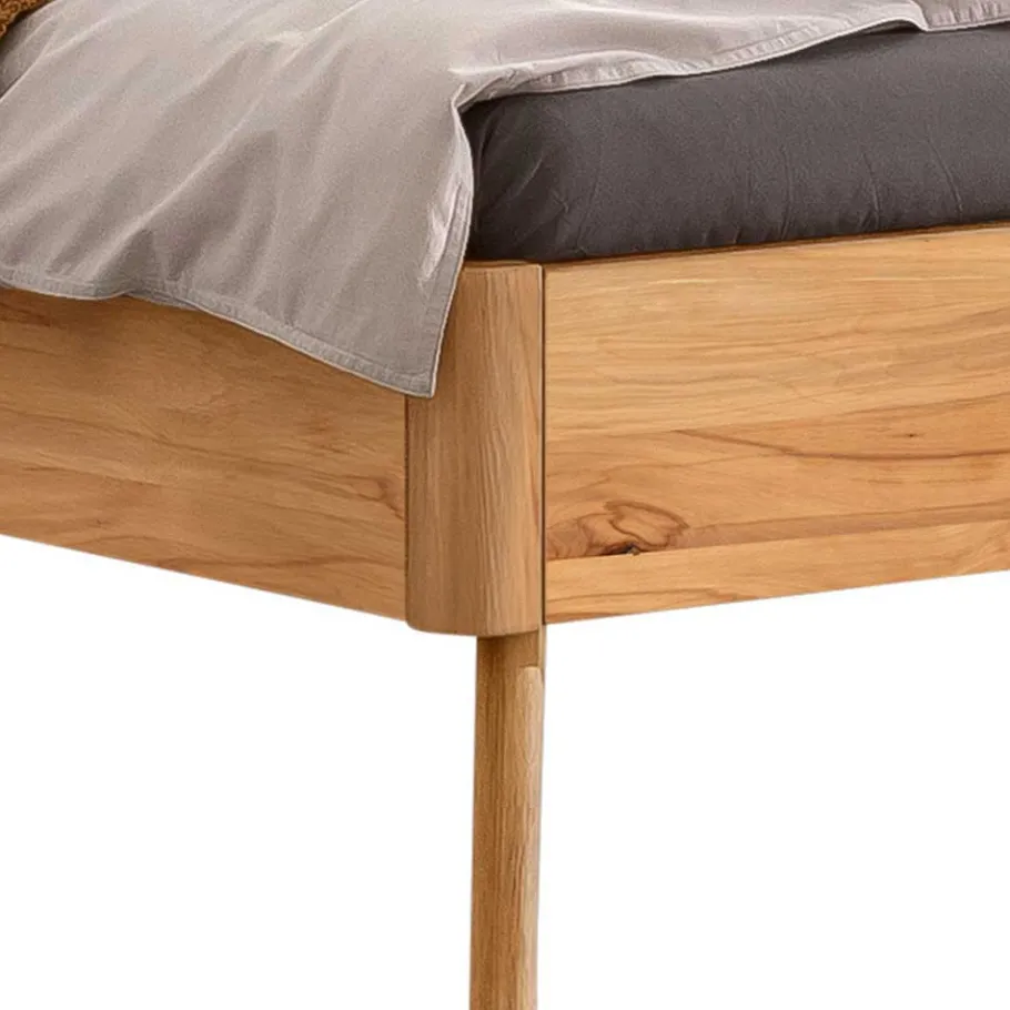 Wohnen Bett aus Wildbuche massiv mit Kunstleder - Syanta