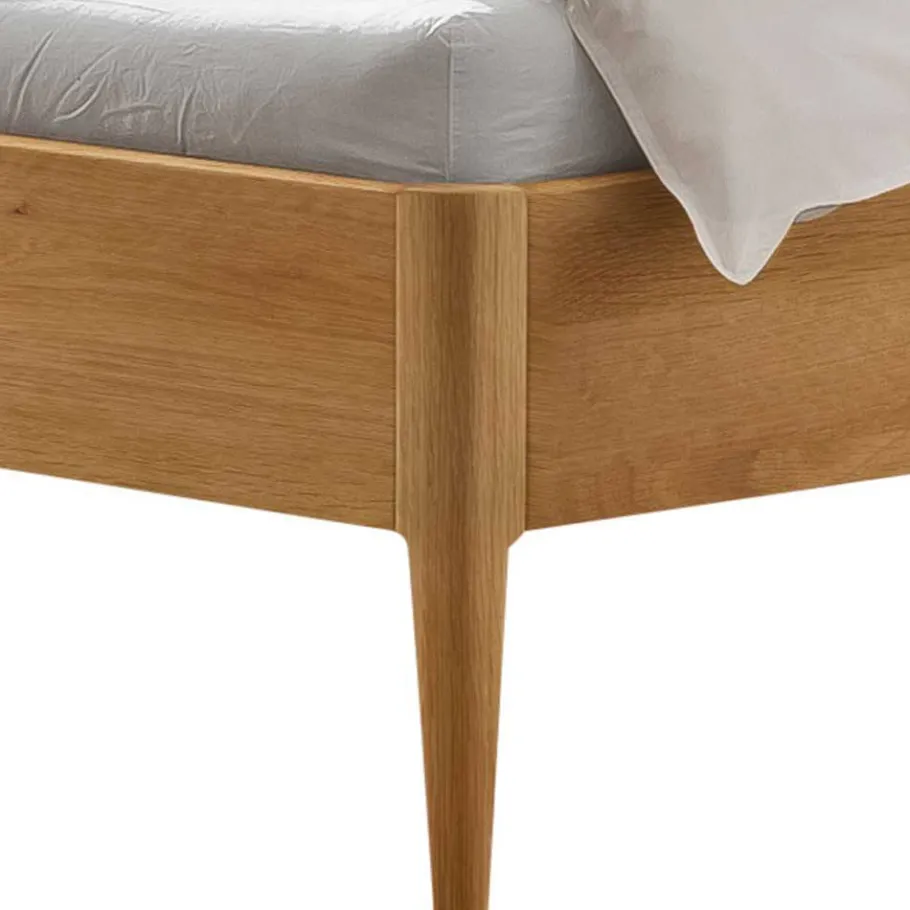 Hot Wohnen Bett aus Wildeiche Holz & Stoff Grau - Myno