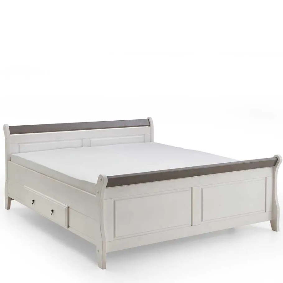 Best Wohnen Bett Caneon in Weiß Grau