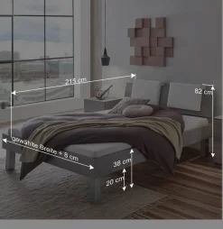Clearance Wohnen Bett in Betonoptik mit Kopfteil Kissen - Rienas