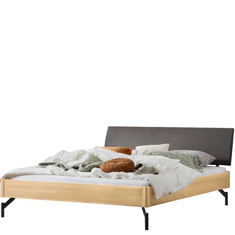 Wohnen Bett in Eiche Hell und Anthrazit - Volpedo