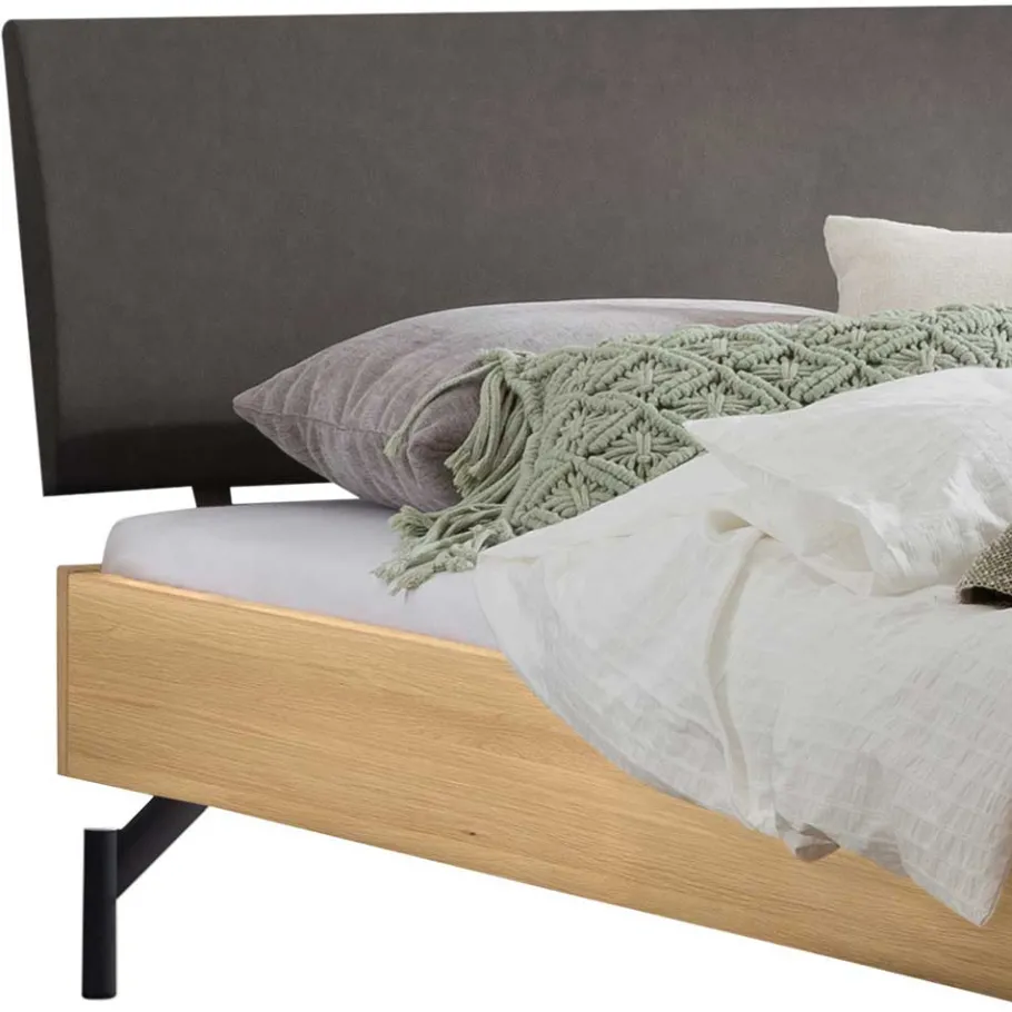 Wohnen Bett in Eiche Hell und Anthrazit - Volpedo