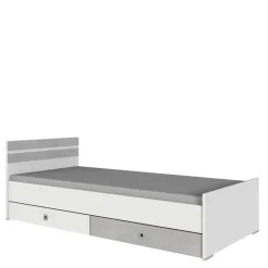 Hot Wohnen Bett in Weiß & Lichtgrau Beton Optik - Orsidio