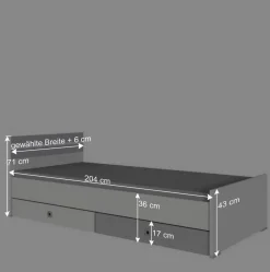 Hot Wohnen Bett in Weiß & Lichtgrau Beton Optik - Orsidio