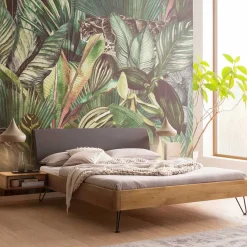 Discount Wohnen Bett mit Kopfteil gepolstert Kunstleder Anthrazit - Catrizia