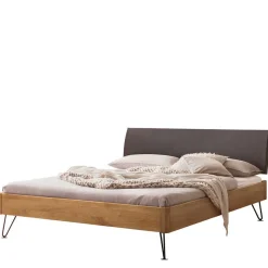 Discount Wohnen Bett mit Kopfteil gepolstert Kunstleder Anthrazit - Catrizia