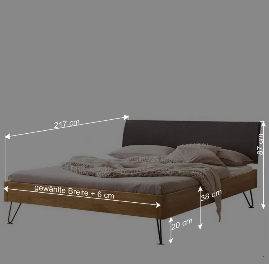 Discount Wohnen Bett mit Kopfteil gepolstert Kunstleder Anthrazit - Catrizia