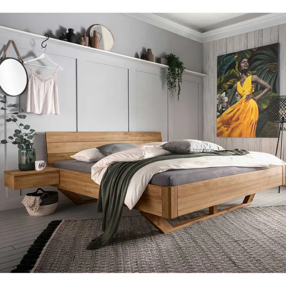 Wohnen Bett mit Kufen aus Holz - Martinez